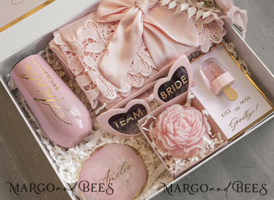 Brautjungfer/Trauzeuge Box Brautjungfern Vorschlagsbox Personalisierte Brautjungfern-Proposal-Box mit Robe, Komplettes Trauzeugin-Set, Blush Will You Be My Bridesmaid Box Set