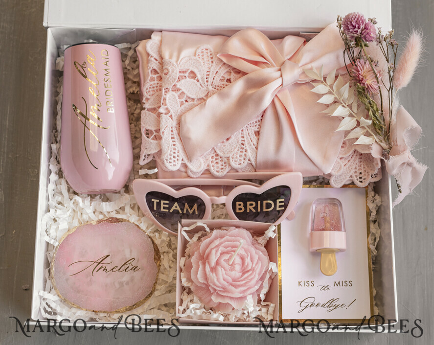 Brautjungfer/Trauzeuge Box Brautjungfern Vorschlagsbox Personalisierte Brautjungfern-Proposal-Box mit Robe, Komplettes Trauzeugin-Set, Blush Will You Be My Bridesmaid Box Set
