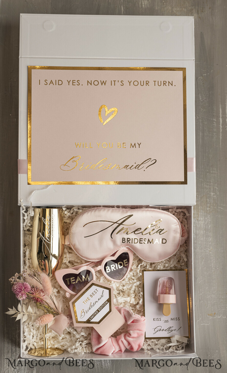 BRIDESMAID/BEST MAN BOX bridesmaid proposal box Personalized Bridesmaid Proposal Box with Robe, Complete Maid of Honour Box, Blush Will You Be My Bridesmaid box set