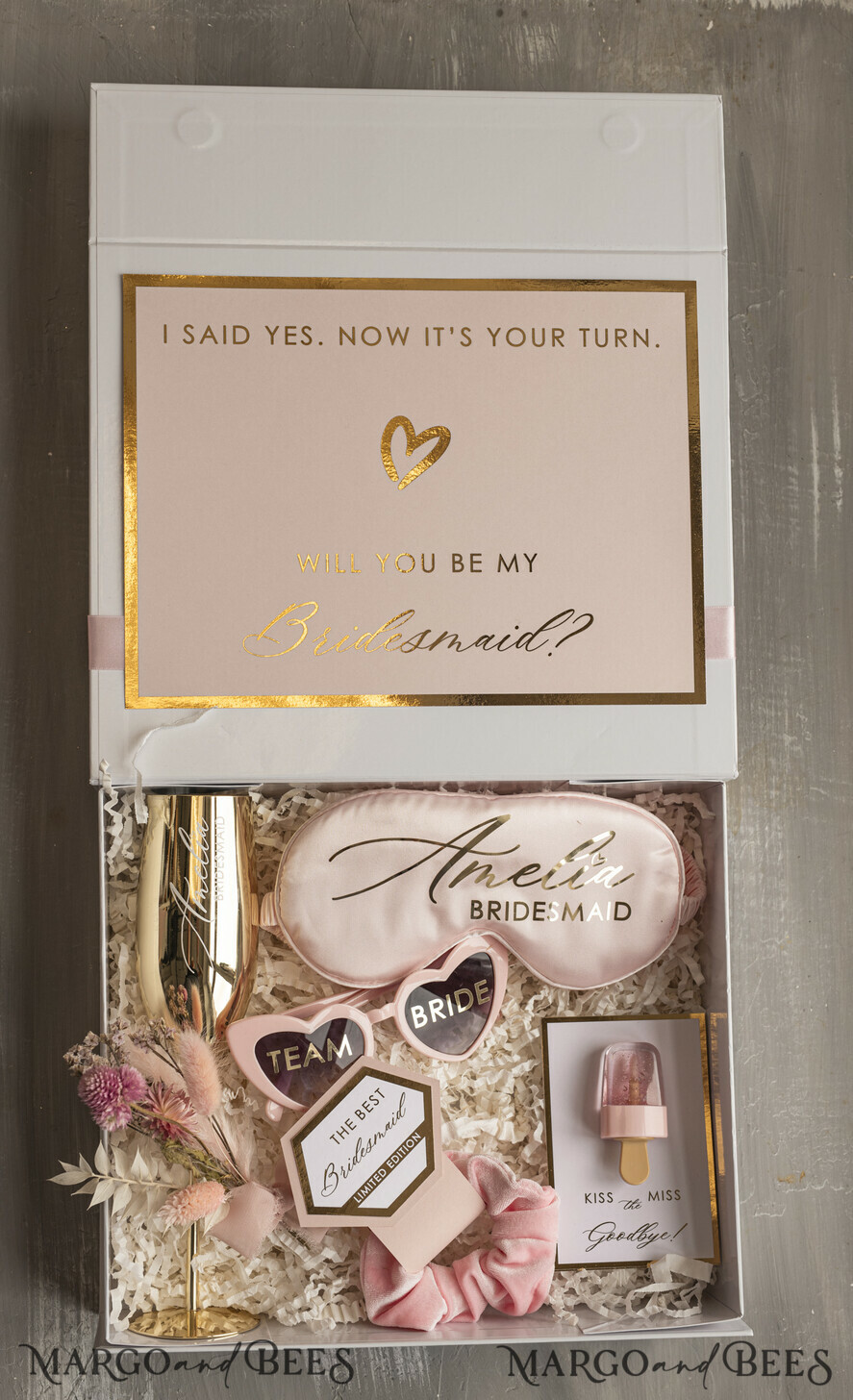 BRIDESMAID/BEST MAN BOX bridesmaid proposal box Personalized Bridesmaid Proposal Box with Robe, Complete Maid of Honour Box, Blush Will You Be My Bridesmaid box set