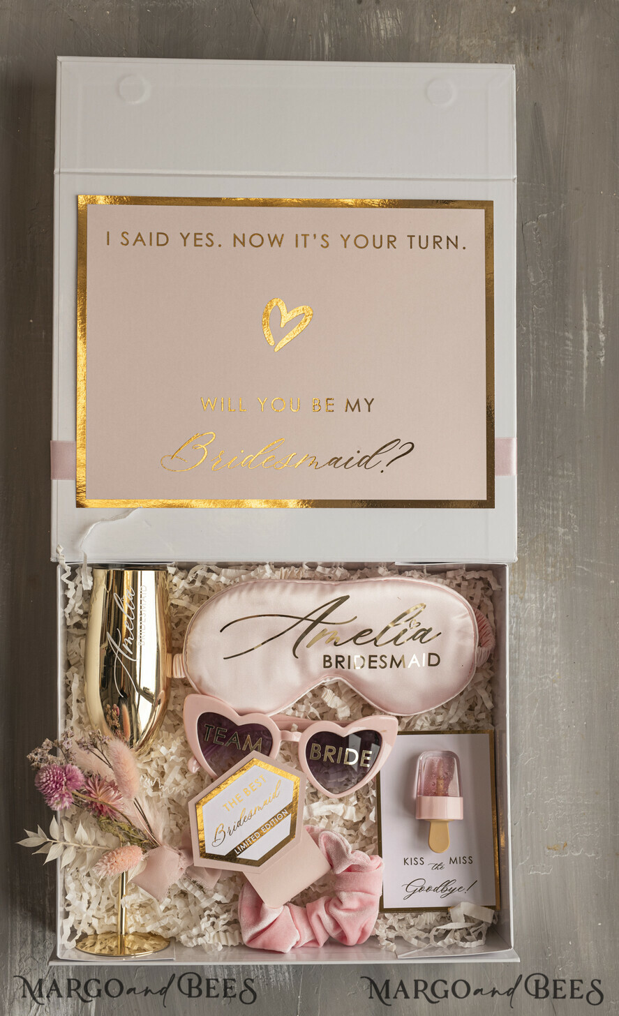 BRIDESMAID/BEST MAN BOX bridesmaid proposal box Personalized Bridesmaid Proposal Box with Robe, Complete Maid of Honour Box, Blush Will You Be My Bridesmaid box set