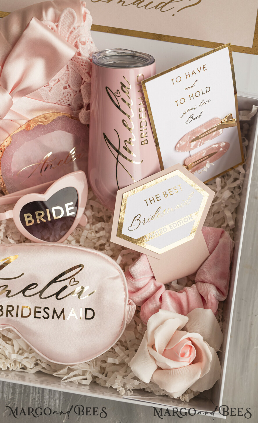 BRIDESMAID/BEST MAN BOX bridesmaid proposal box Personalized Bridesmaid Proposal Box with Robe, Complete Maid of Honour Box, Blush Will You Be My Bridesmaid box set