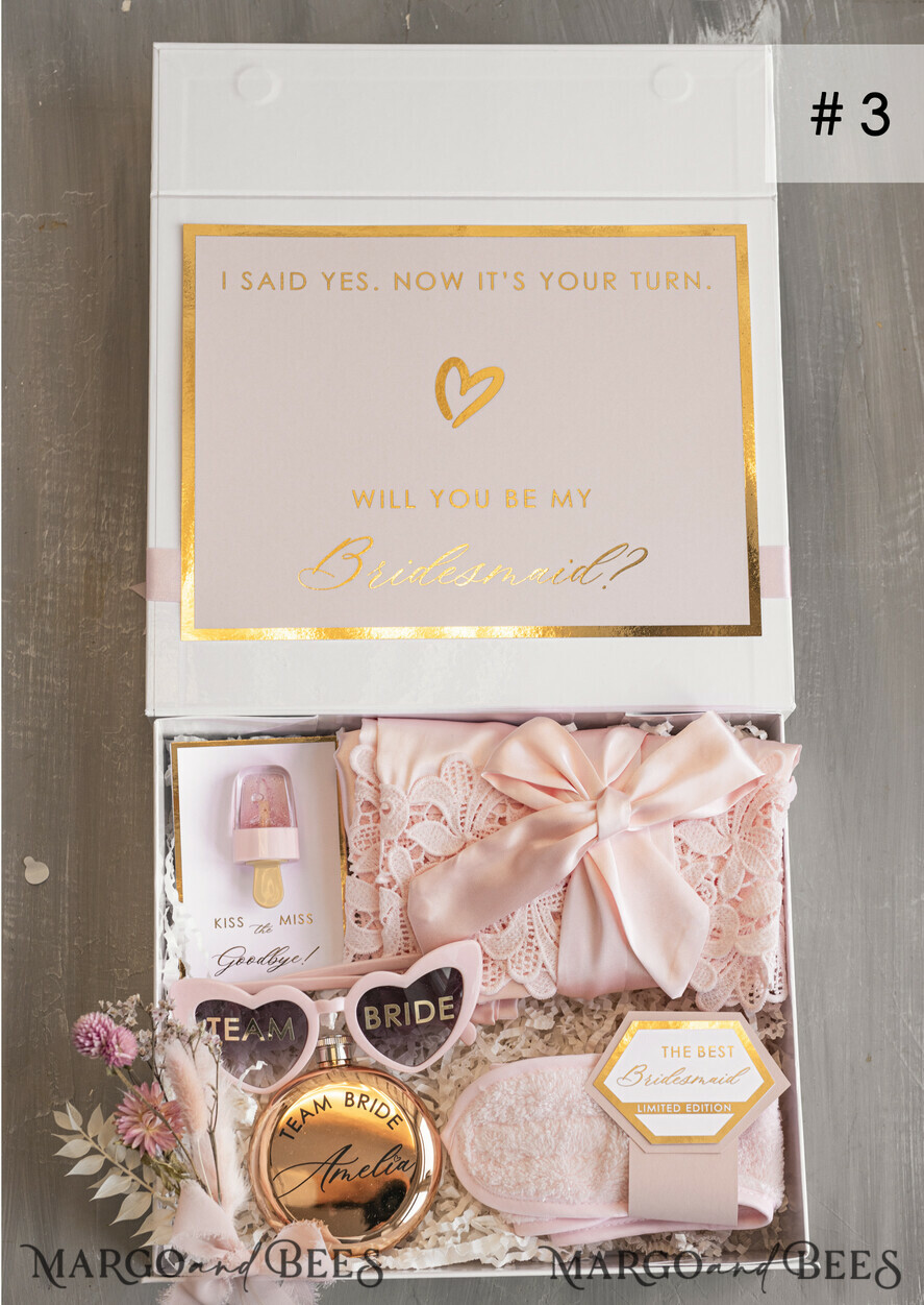 BRIDESMAID/BEST MAN BOX bridesmaid proposal box Personalized Bridesmaid Proposal Box with Robe, Complete Maid of Honour Box, Blush Will You Be My Bridesmaid box set