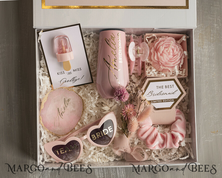 BRIDESMAID/BEST MAN BOX bridesmaid proposal box Personalized Bridesmaid Proposal Box with Robe, Complete Maid of Honour Box, Blush Will You Be My Bridesmaid box set