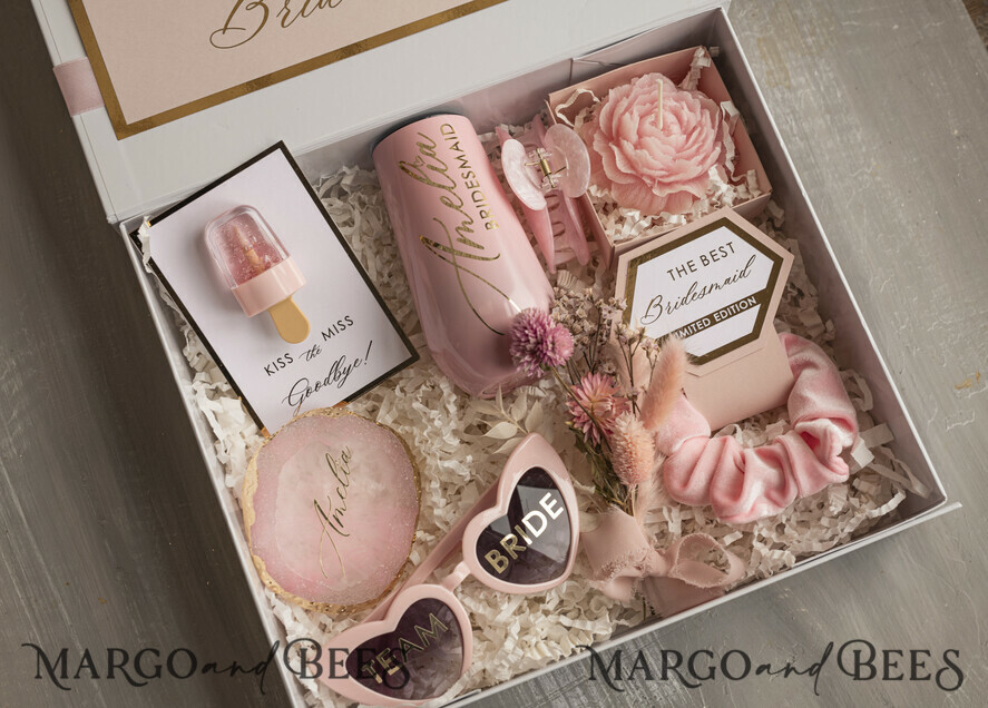 BRIDESMAID/BEST MAN BOX bridesmaid proposal box Personalized Bridesmaid Proposal Box with Robe, Complete Maid of Honour Box, Blush Will You Be My Bridesmaid box set