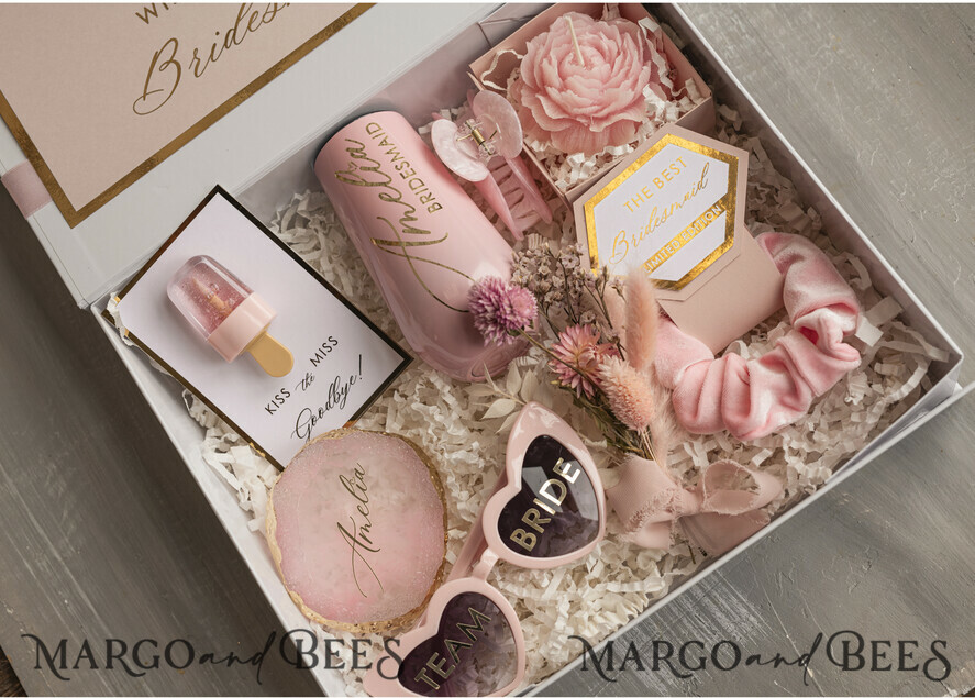 BRIDESMAID/BEST MAN BOX bridesmaid proposal box Personalized Bridesmaid Proposal Box with Robe, Complete Maid of Honour Box, Blush Will You Be My Bridesmaid box set