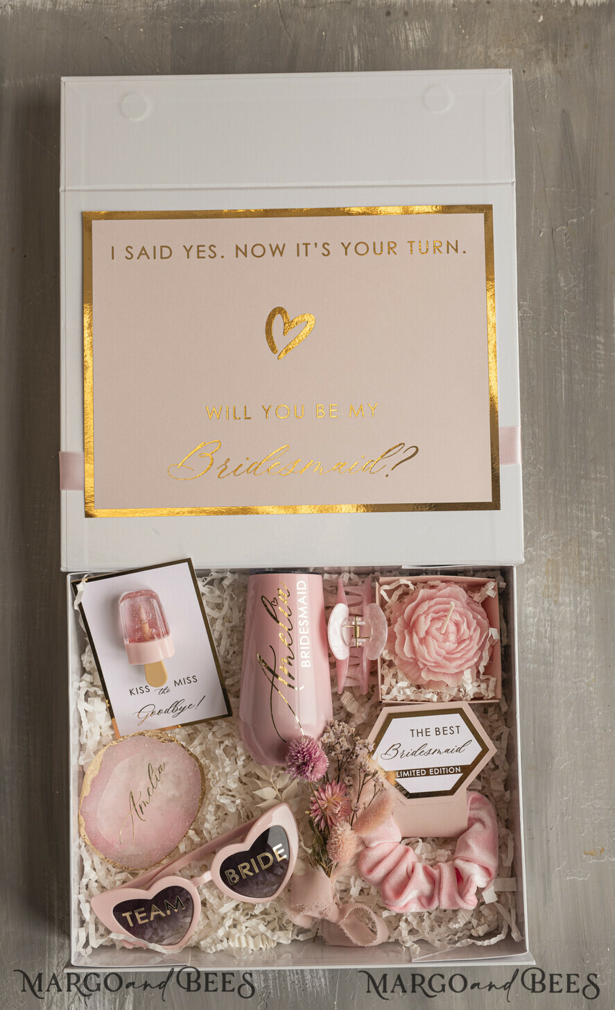 BRIDESMAID/BEST MAN BOX bridesmaid proposal box Personalized Bridesmaid Proposal Box with Robe, Complete Maid of Honour Box, Blush Will You Be My Bridesmaid box set