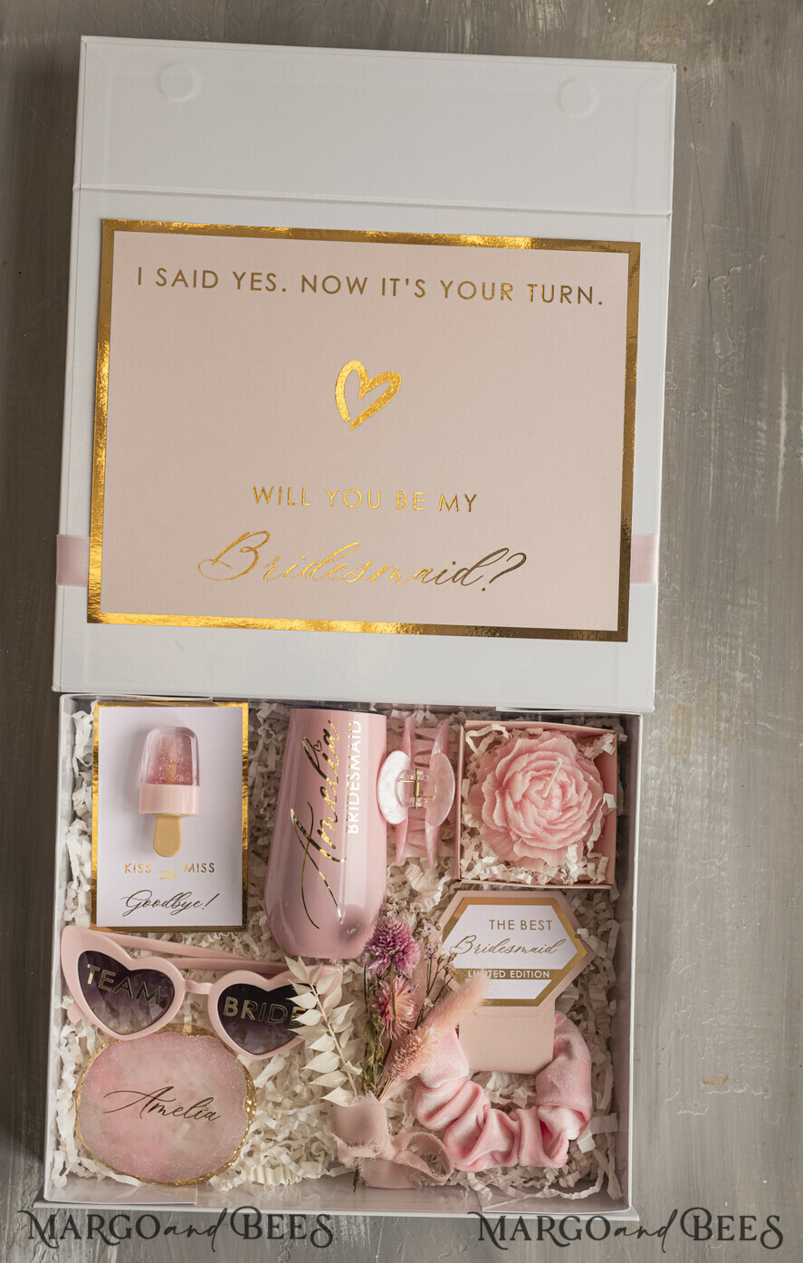 BRIDESMAID/BEST MAN BOX bridesmaid proposal box Personalized Bridesmaid Proposal Box with Robe, Complete Maid of Honour Box, Blush Will You Be My Bridesmaid box set