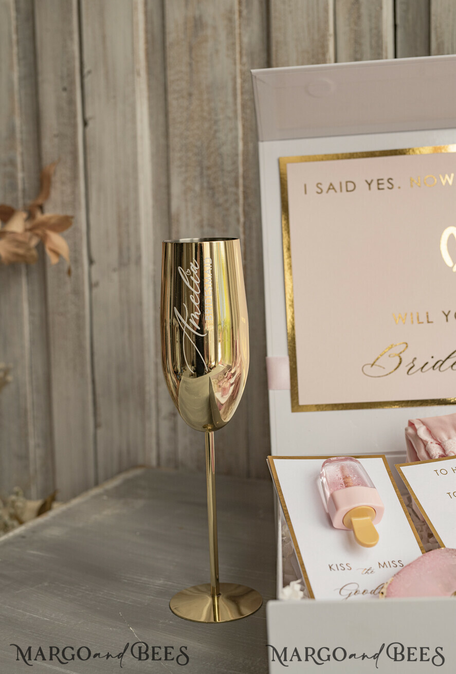 BRIDESMAID/BEST MAN BOX bridesmaid proposal box Personalized Bridesmaid Proposal Box with Robe, Complete Maid of Honour Box, Blush Will You Be My Bridesmaid box set