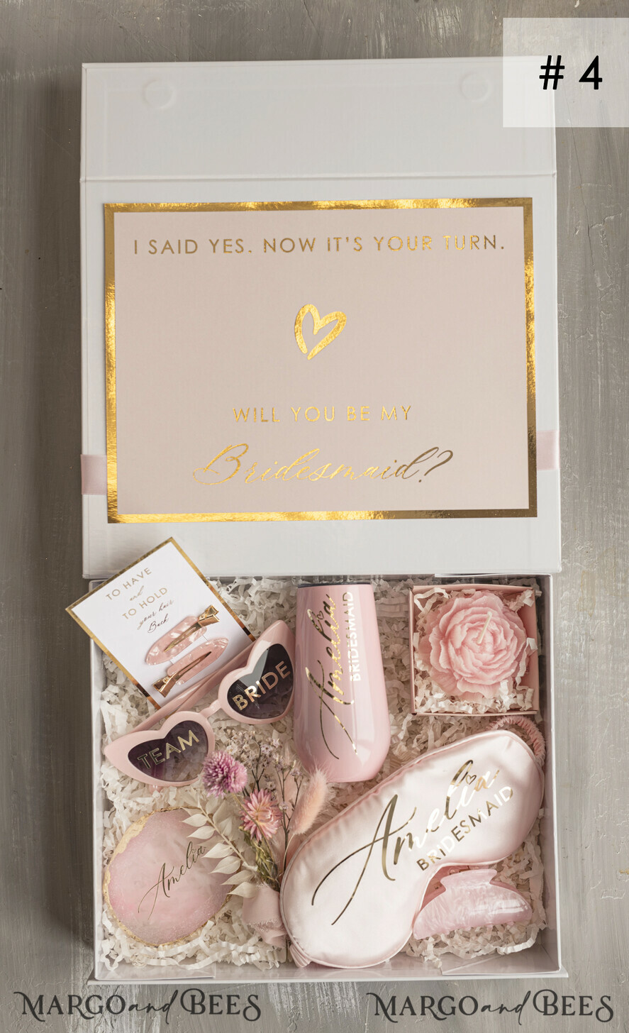 Brautjungfer/Trauzeuge Box Brautjungfern Vorschlagsbox Personalisierte Brautjungfern Vorschlagsbox mit Bademantel, komplette Trauzeugin-Box, Blush Will You Be My Bridesmaid Box-Set