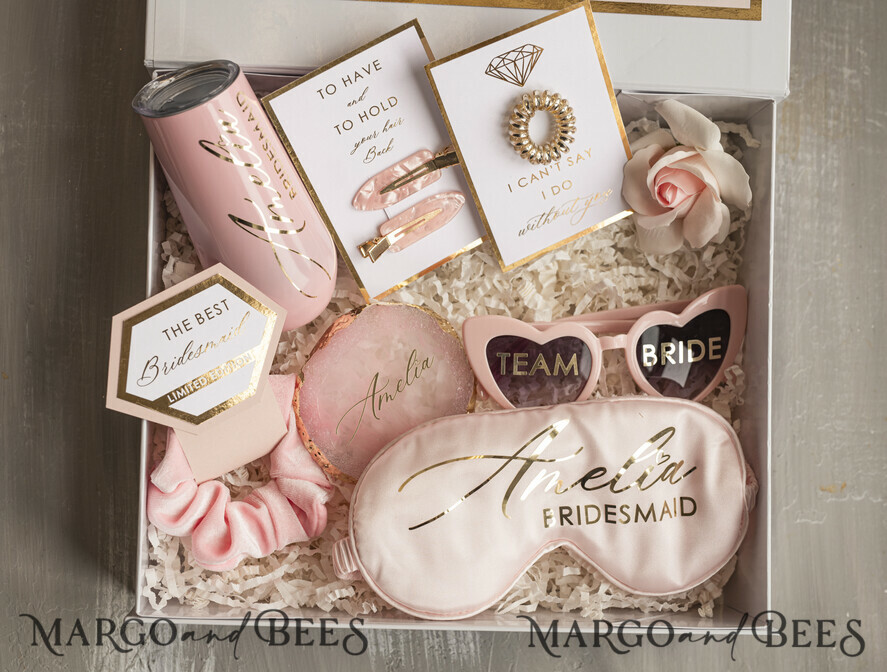 Brautjungfer/Trauzeuge Box Brautjungfern Vorschlagsbox Personalisierte Brautjungfern Vorschlagsbox mit Bademantel, komplette Trauzeugin-Box, Blush Will You Be My Bridesmaid Box-Set