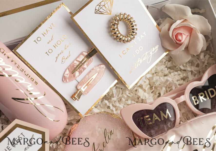 Brautjungfer/Trauzeuge Box Brautjungfern Vorschlagsbox Personalisierte Brautjungfern Vorschlagsbox mit Bademantel, komplette Trauzeugin-Box, Blush Will You Be My Bridesmaid Box-Set