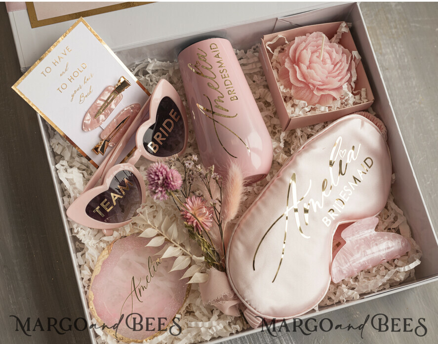 Brautjungfer/Trauzeuge Box Brautjungfern Vorschlagsbox Personalisierte Brautjungfern Vorschlagsbox mit Bademantel, komplette Trauzeugin-Box, Blush Will You Be My Bridesmaid Box-Set