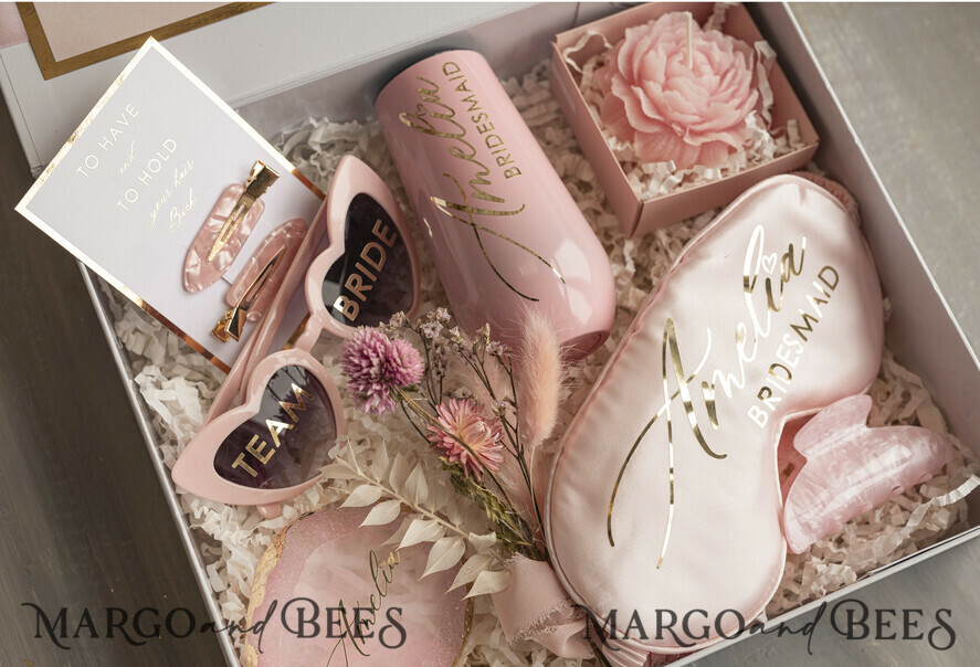 Brautjungfer/Trauzeuge Box Brautjungfern Vorschlagsbox Personalisierte Brautjungfern Vorschlagsbox mit Bademantel, komplette Trauzeugin-Box, Blush Will You Be My Bridesmaid Box-Set