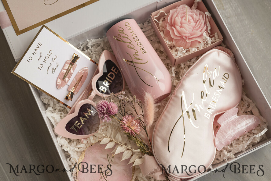 Brautjungfer/Trauzeuge Box Brautjungfern Vorschlagsbox Personalisierte Brautjungfern Vorschlagsbox mit Bademantel, komplette Trauzeugin-Box, Blush Will You Be My Bridesmaid Box-Set