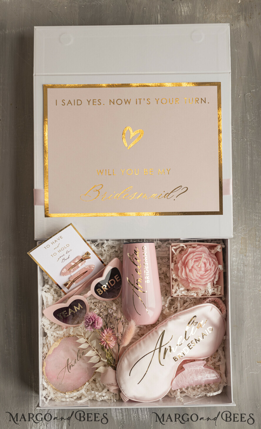 Brautjungfer/Trauzeuge Box Brautjungfern Vorschlagsbox Personalisierte Brautjungfern Vorschlagsbox mit Bademantel, komplette Trauzeugin-Box, Blush Will You Be My Bridesmaid Box-Set