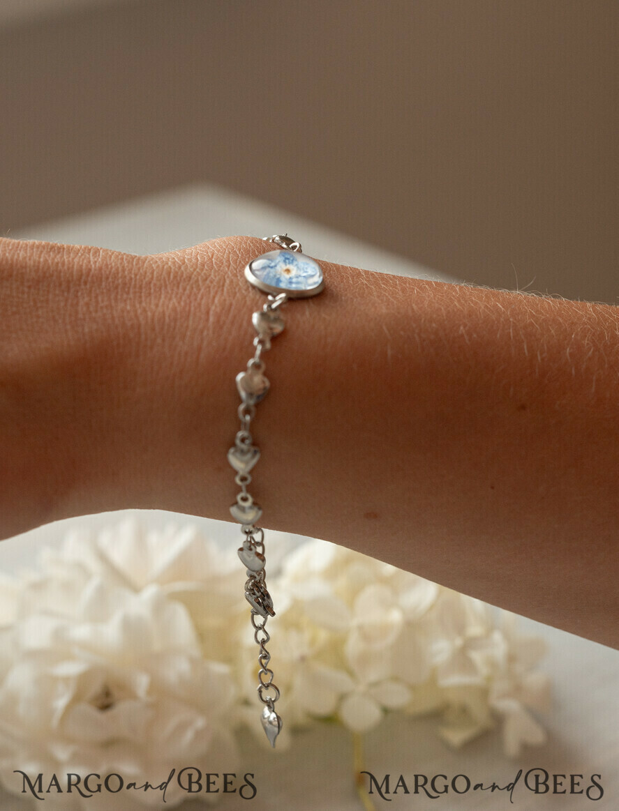 BRIDESMAID/BEST MAN BOX Trauzeuge Fragen Geschenkbox Ein Geschenk für die Braut – Ein Armband mit einer Vergissmeinnicht-Blume in einer Geschenkbox mit Widmung