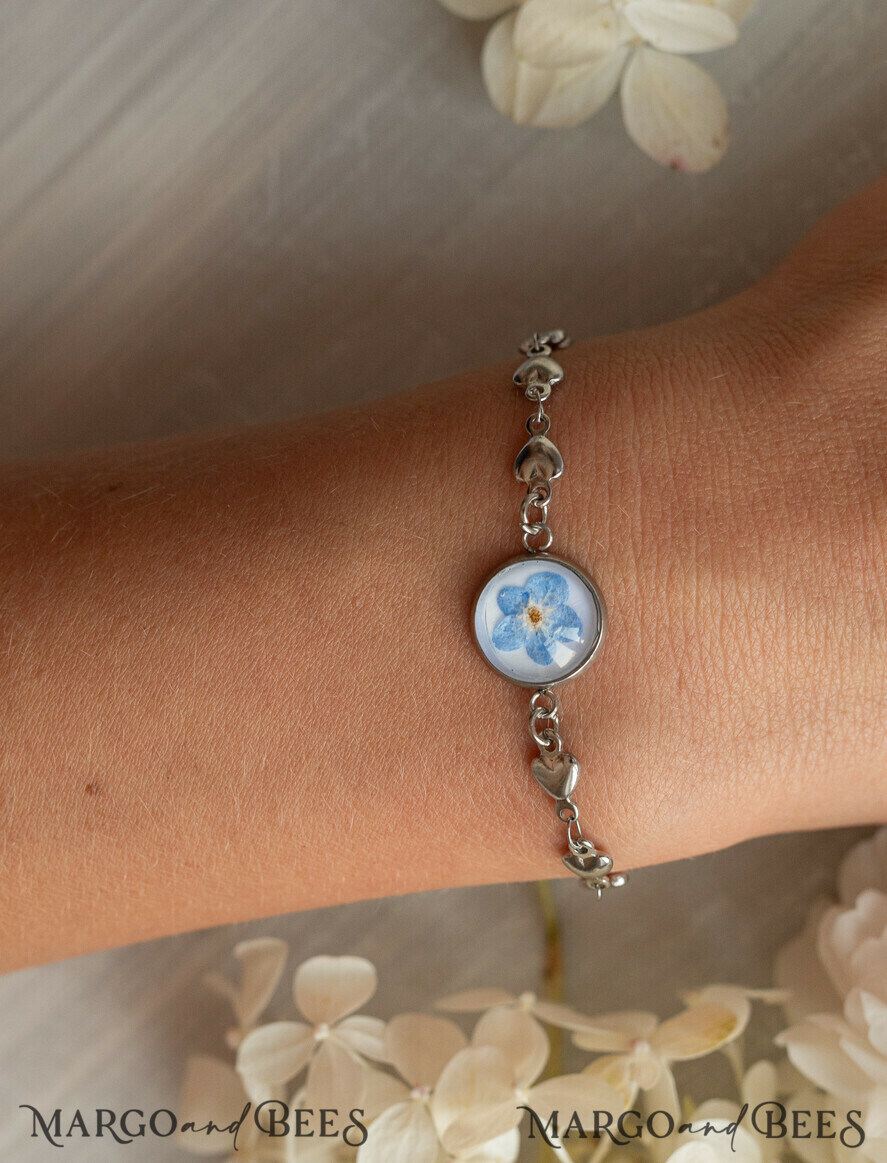 BRIDESMAID/BEST MAN BOX Trauzeuge Fragen Geschenkbox Ein Geschenk für die Braut – Ein Armband mit einer Vergissmeinnicht-Blume in einer Geschenkbox mit Widmung
