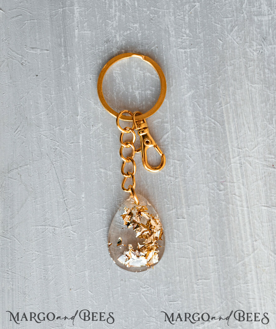 WEDDING FAVORS Resin Custom Resin Keychain Wedding Favors For Guests in bulk Custom Resin glamour golden Keychain, Golden personalised Thank you gifts Teardrop Keychain with Gold-Plated Stainless Steel Hardware