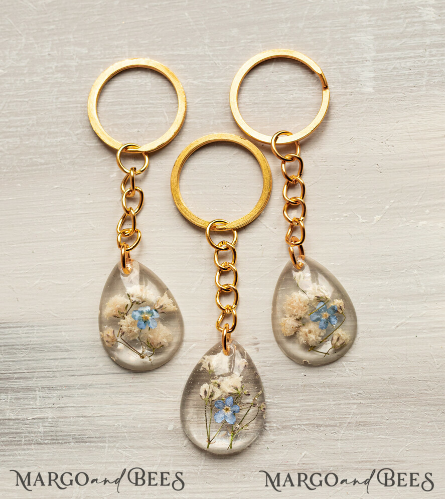 WEDDING FAVORS Resin Custom Resin Keychain Wedding Favors For Guests in bulk Custom Resin Keychain, Golden personalised Thank you gifts Teardrop Keychain with Gold-Plated Stainless Steel Hardware