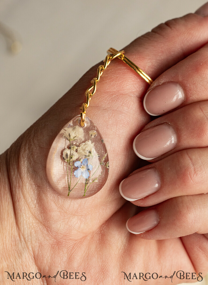 WEDDING FAVORS Resin Custom Resin Keychain Wedding Favors For Guests in bulk Custom Resin Keychain, Golden personalised Thank you gifts Teardrop Keychain with Gold-Plated Stainless Steel Hardware