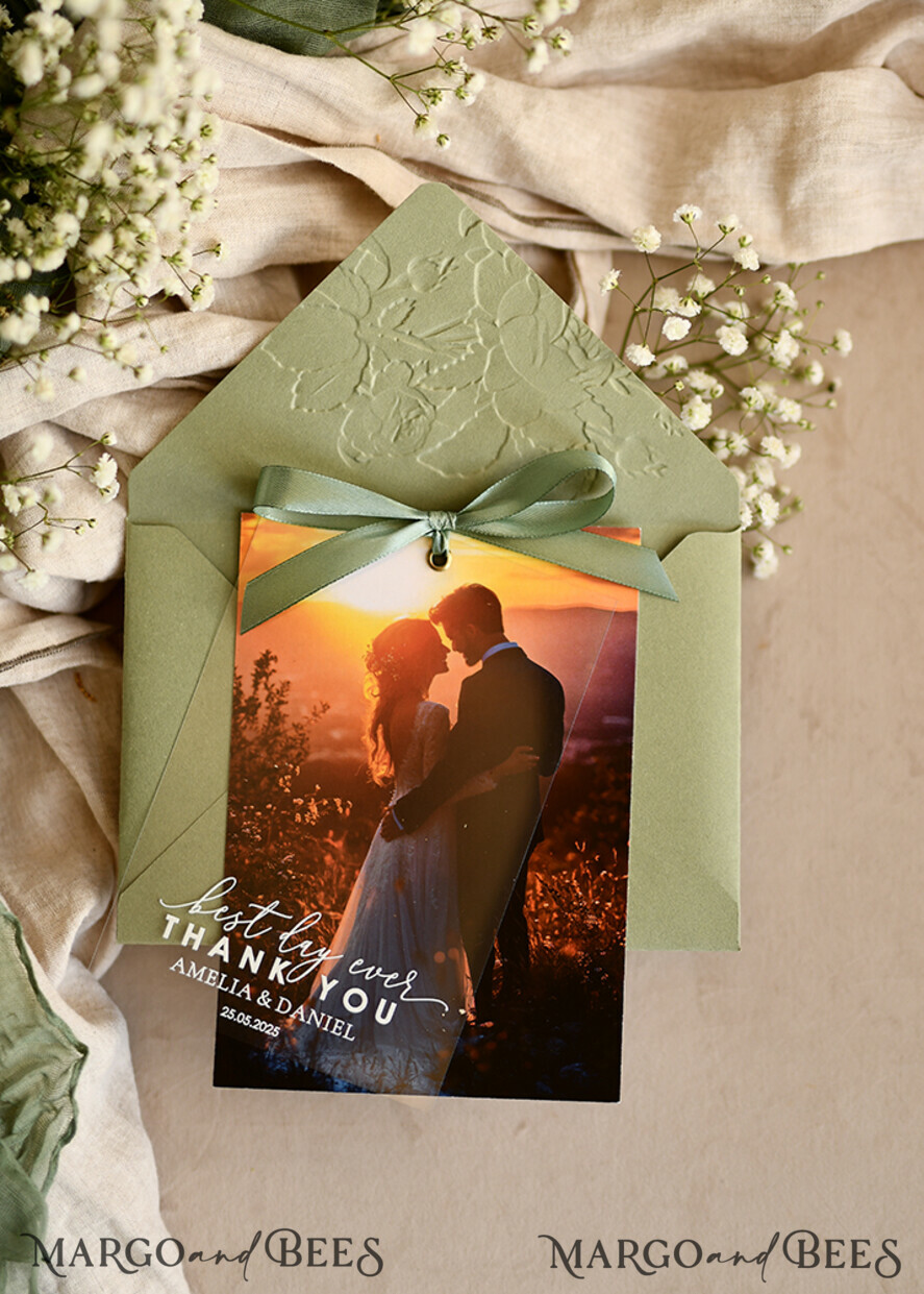 THANK YOU CARDS photo gold vellum plexi Printed vellum Wedding Photo Thank You Cards, Modern Wedding Thank You Cards with Photo, Minimalist Thank You Cards Wedding