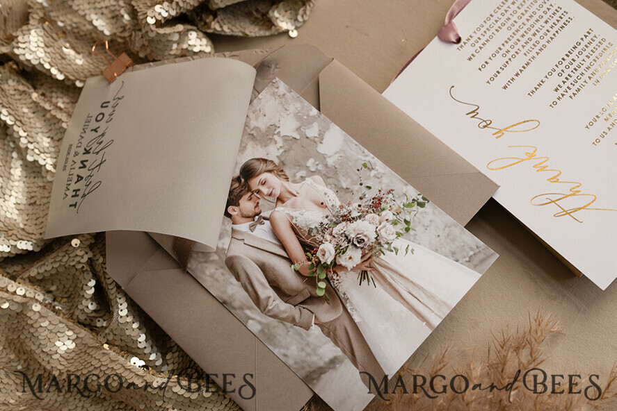 THANK YOU CARDS photo gold vellum plexi Printed vellum Wedding Photo Thank You Cards, Modern Wedding Thank You Cards with Photo, Minimalist Thank You Cards Wedding