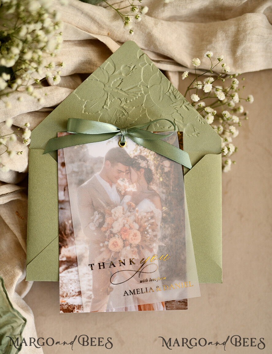 THANK YOU CARDS photo gold vellum plexi Printed vellum Wedding Photo Thank You Cards, Modern Wedding Thank You Cards with Photo, Minimalist Thank You Cards Wedding
