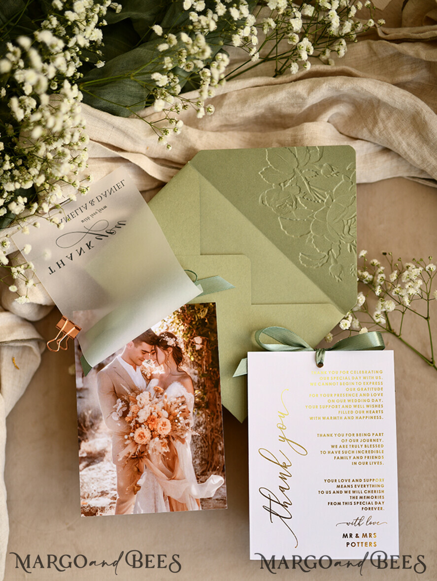 THANK YOU CARDS photo gold vellum plexi Printed vellum Wedding Photo Thank You Cards, Modern Wedding Thank You Cards with Photo, Minimalist Thank You Cards Wedding