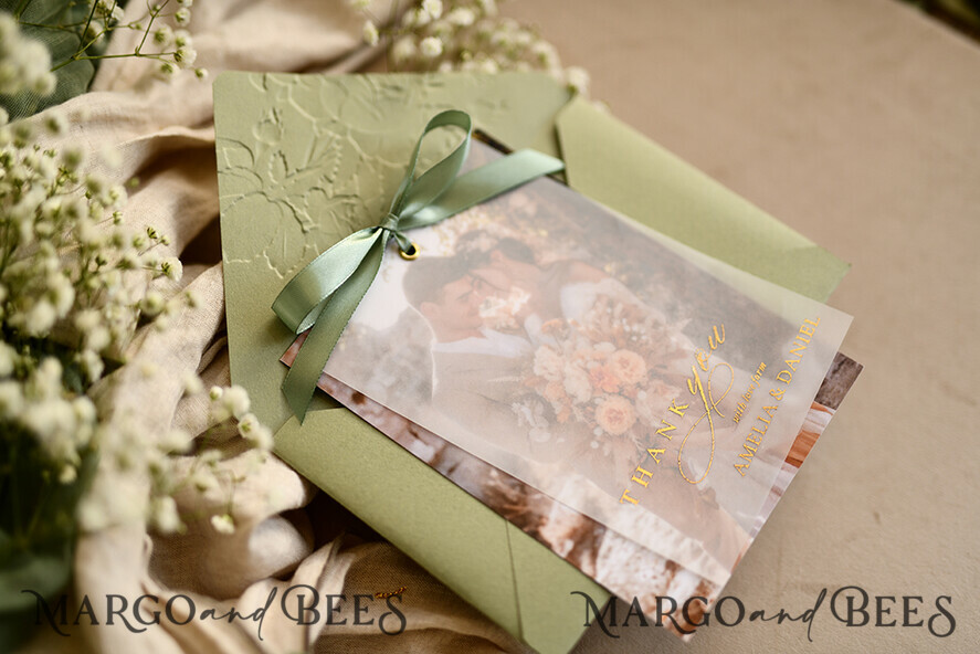 THANK YOU CARDS photo gold vellum plexi Printed vellum Wedding Photo Thank You Cards, Modern Wedding Thank You Cards with Photo, Minimalist Thank You Cards Wedding