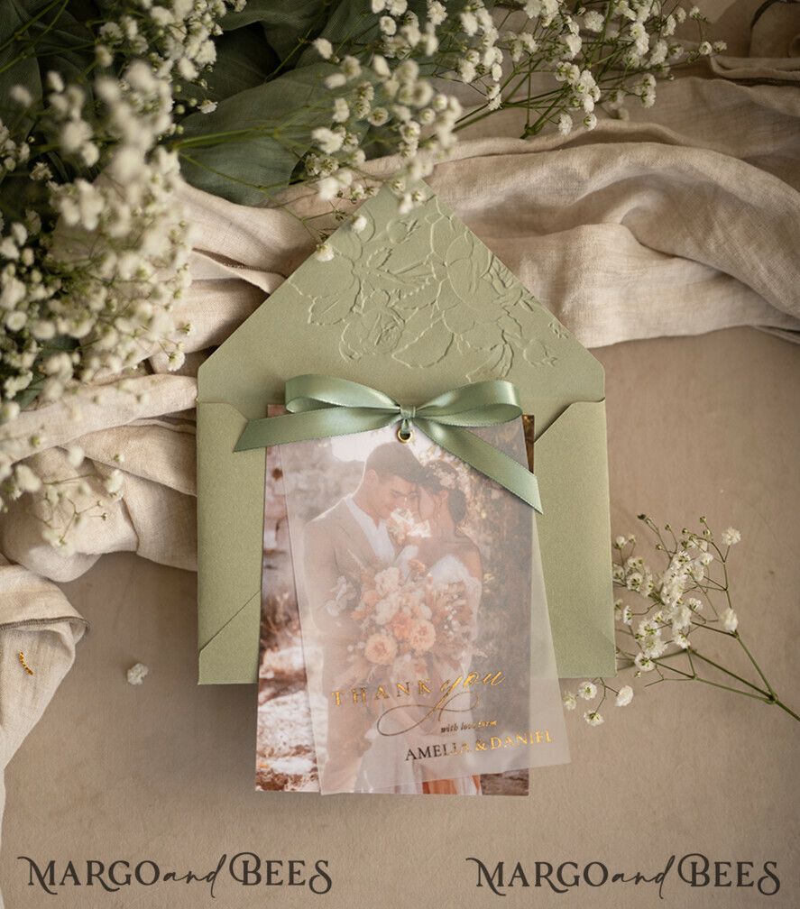 THANK YOU CARDS photo gold vellum plexi Printed vellum Wedding Photo Thank You Cards, Modern Wedding Thank You Cards with Photo, Minimalist Thank You Cards Wedding