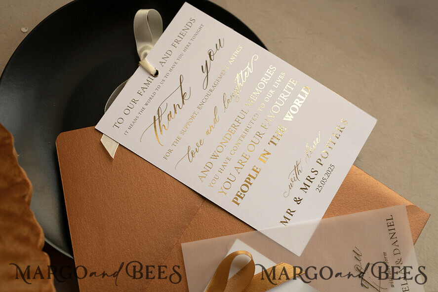 THANK YOU CARDS photo gold vellum plexi Printed vellum Wedding Photo Thank You Cards, Modern Wedding Thank You Cards with Photo, Minimalist Thank You Cards Wedding