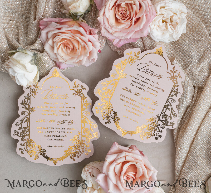 WEDDING INVITATIONS Vintage Baroque Vintage Baroque Wedding Invitation suite Beige Golden Fine art Roses Wedding Invitations with rsvp Victorian wedding crest Chinoiserie Invites Royal Ornamental frame