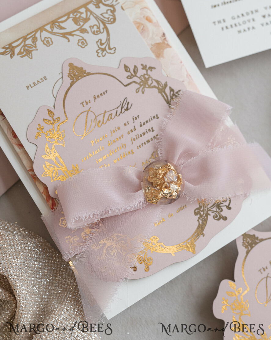 WEDDING INVITATIONS Vintage Baroque Vintage Baroque Wedding Invitation suite Beige Golden Fine art Roses Wedding Invitations with rsvp Victorian wedding crest Chinoiserie Invites Royal Ornamental frame