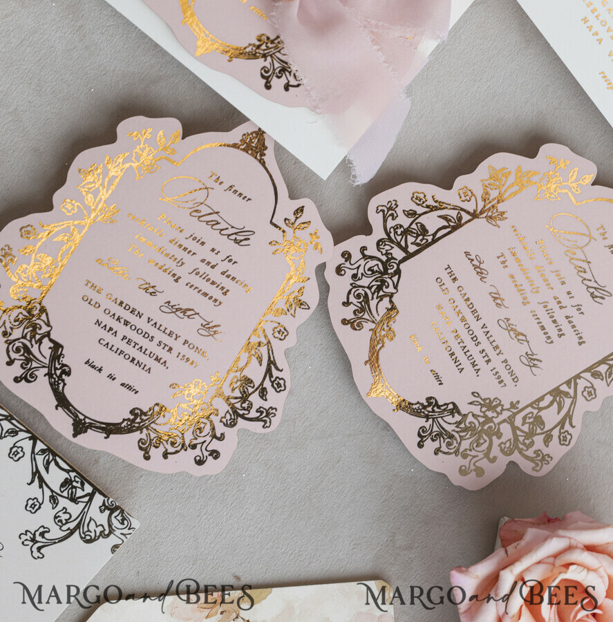 WEDDING INVITATIONS Vintage Baroque Vintage Baroque Wedding Invitation suite Beige Golden Fine art Roses Wedding Invitations with rsvp Victorian wedding crest Chinoiserie Invites Royal Ornamental frame