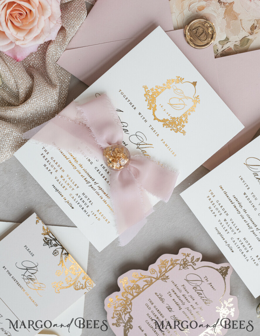 WEDDING INVITATIONS Vintage Baroque Vintage Baroque Wedding Invitation suite Beige Golden Fine art Roses Wedding Invitations with rsvp Victorian wedding crest Chinoiserie Invites Royal Ornamental frame