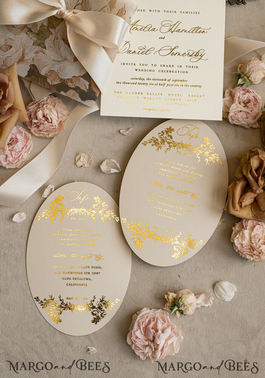 WEDDING INVITATIONS Vintage Baroque Vintage Baroque Wedding Invitation suite Beige Golden Fine art Roses Wedding Invitations with rsvp Victorian wedding crest Chinoiserie Invites Royal Ornamental frame