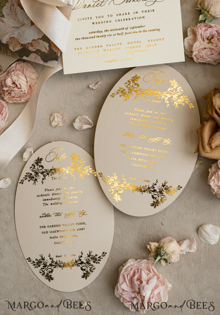 WEDDING INVITATIONS Vintage Baroque Vintage Baroque Wedding Invitation suite Beige Golden Fine art Roses Wedding Invitations with rsvp Victorian wedding crest Chinoiserie Invites Royal Ornamental frame