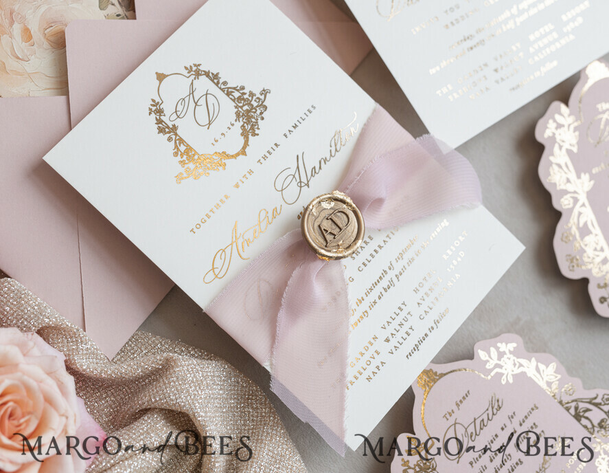 WEDDING INVITATIONS Vintage Baroque Vintage Baroque Wedding Invitation suite Beige Golden Fine art Roses Wedding Invitations with rsvp Victorian wedding crest Chinoiserie Invites Royal Ornamental frame