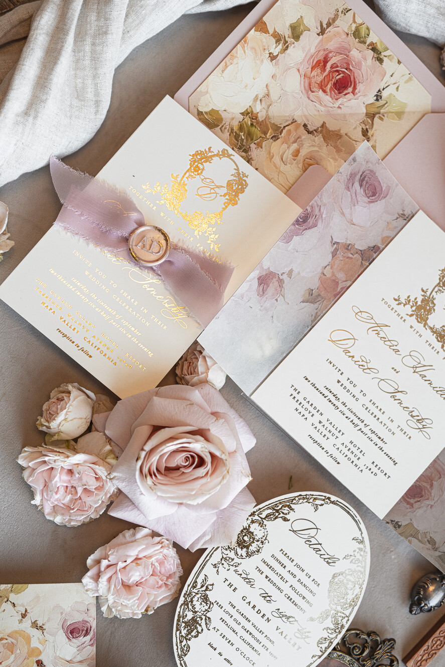 WEDDING INVITATIONS Vintage Baroque Vintage Baroque Wedding Invitation suite Beige Golden Fine art Roses Wedding Invitations with rsvp Victorian wedding crest Chinoiserie Invites Royal Ornamental frame