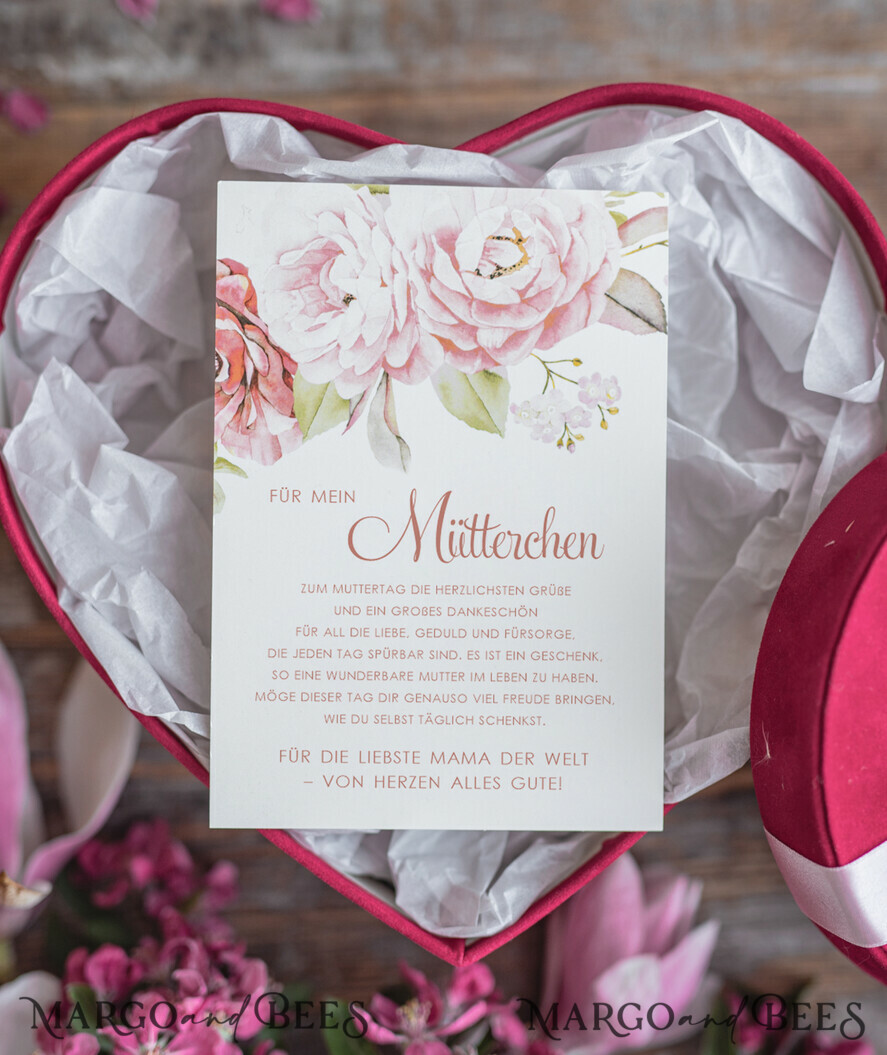 Geschenke zum Muttertag Muttertagsbox in Herzform Geschenkbox Herz für Mama mit Tasse, Kaffee, Tee, Honig & Grußkarte – stilvolles Muttertagsgeschenk, fertig verpackt und liebevoll gestaltet