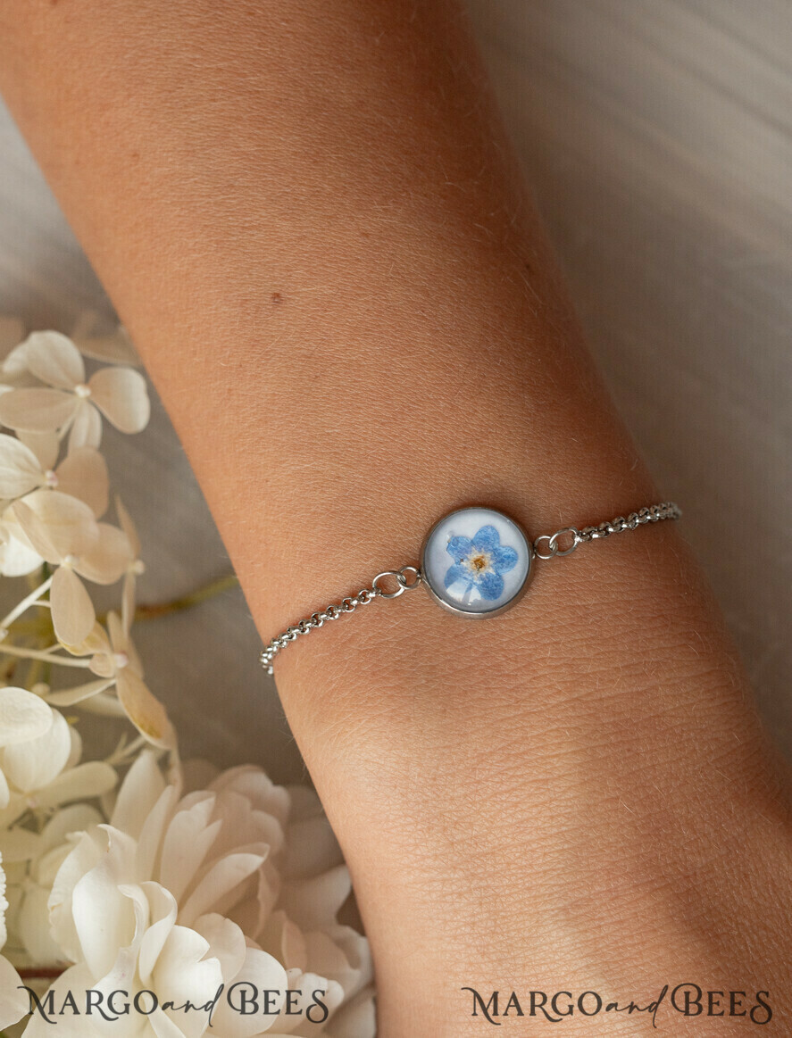 Geschenke zum Muttertag Schmuck für Mama zum Muttertag Geschenk für Mama – Armband mit Vergissmeinnicht-Blume in Geschenkbox mit Widmung