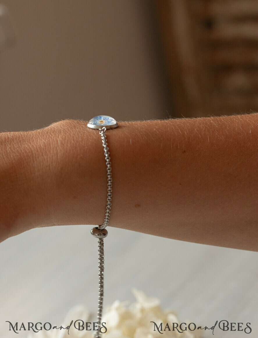 Geschenke zum Muttertag Schmuck für Mama zum Muttertag Geschenk für Mama – Armband mit Vergissmeinnicht-Blume in Geschenkbox mit Widmung