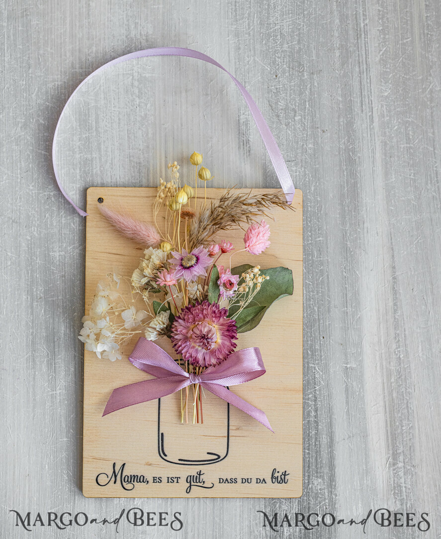 Geschenke zum Muttertag Grußkarten für Mama Holzkarte mit Widmung für Mama – Geschenkbox mit Trockenblumen Geschenk in eleganter Box mit Trockenblumen zum Muttertag Geschenkidee zum Muttertag