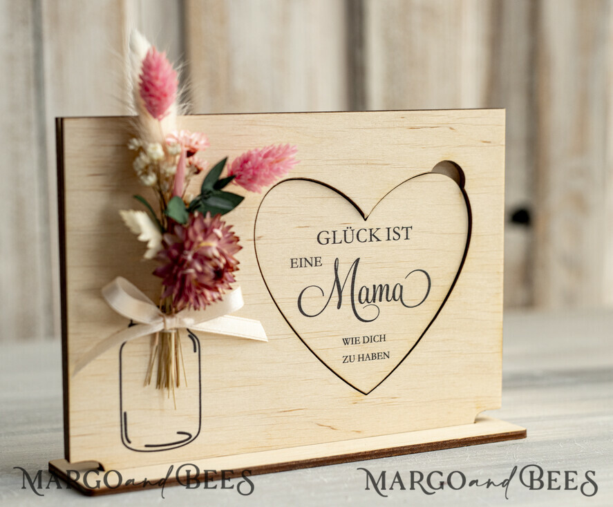 Geschenke zum Muttertag Grußkarten für Mama Geschenkidee zum Muttertag Statuette mit Widmung für Mama – Geschenk in eleganter Box mit Trockenblumen & HerzGeschenk zum Muttertag Geschenkidee zum Muttertag