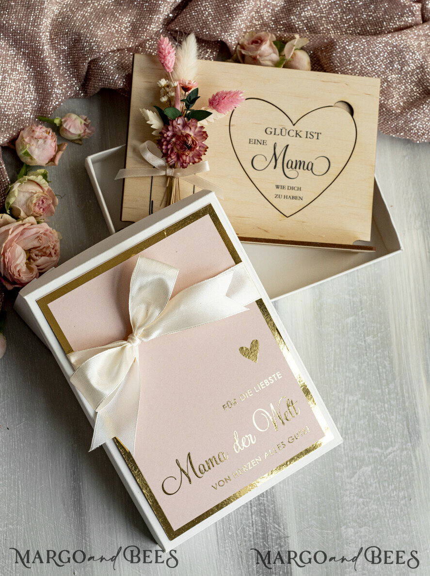 Geschenke zum Muttertag Grußkarten für Mama Geschenkidee zum Muttertag Statuette mit Widmung für Mama – Geschenk in eleganter Box mit Trockenblumen & HerzGeschenk zum Muttertag Geschenkidee zum Muttertag