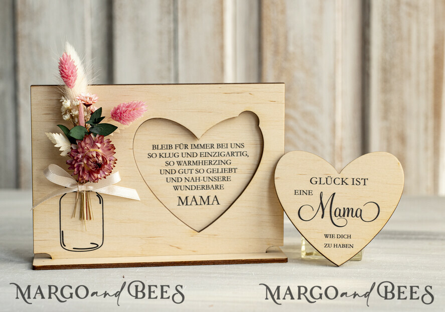 Geschenke zum Muttertag Grußkarten für Mama Geschenkidee zum Muttertag Statuette mit Widmung für Mama – Geschenk in eleganter Box mit Trockenblumen & HerzGeschenk zum Muttertag Geschenkidee zum Muttertag