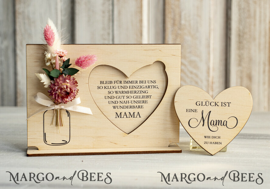Geschenke zum Muttertag Grußkarten für Mama Geschenkidee zum Muttertag Statuette mit Widmung für Mama – Geschenk in eleganter Box mit Trockenblumen & HerzGeschenk zum Muttertag Geschenkidee zum Muttertag