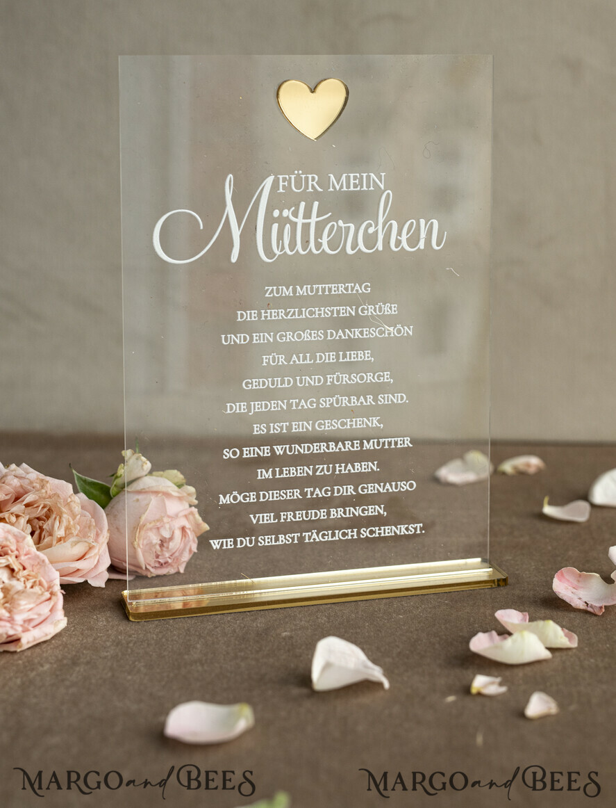 Geschenke zum Muttertag Grußkarten für Mama Statuette mit Widmung für Mama – Geschenk in eleganter Box mit Trockenblumen & Herz Geschenk zum Muttertag Geschenkidee zum Muttertag