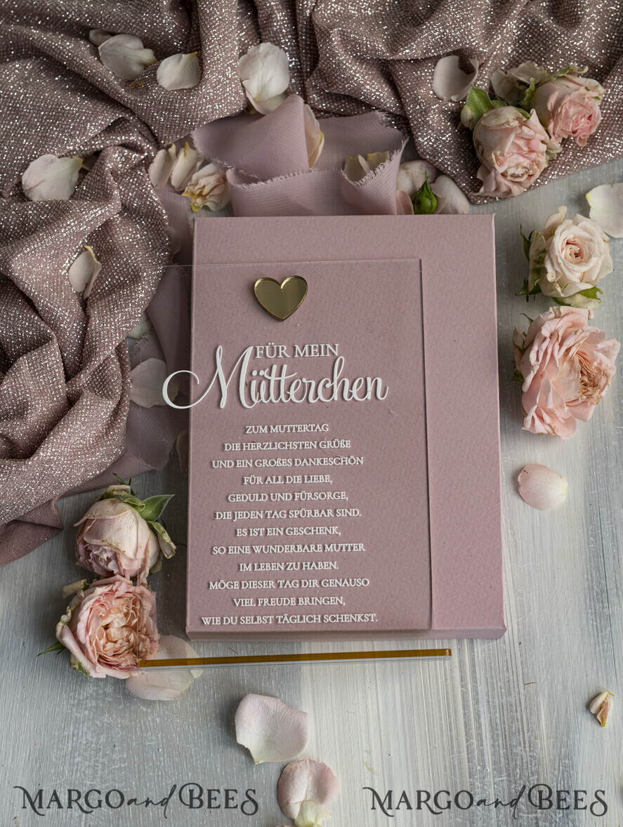 Geschenke zum Muttertag Grußkarten für Mama Statuette mit Widmung für Mama – Geschenk in eleganter Box mit Trockenblumen & Herz Geschenk zum Muttertag Geschenkidee zum Muttertag